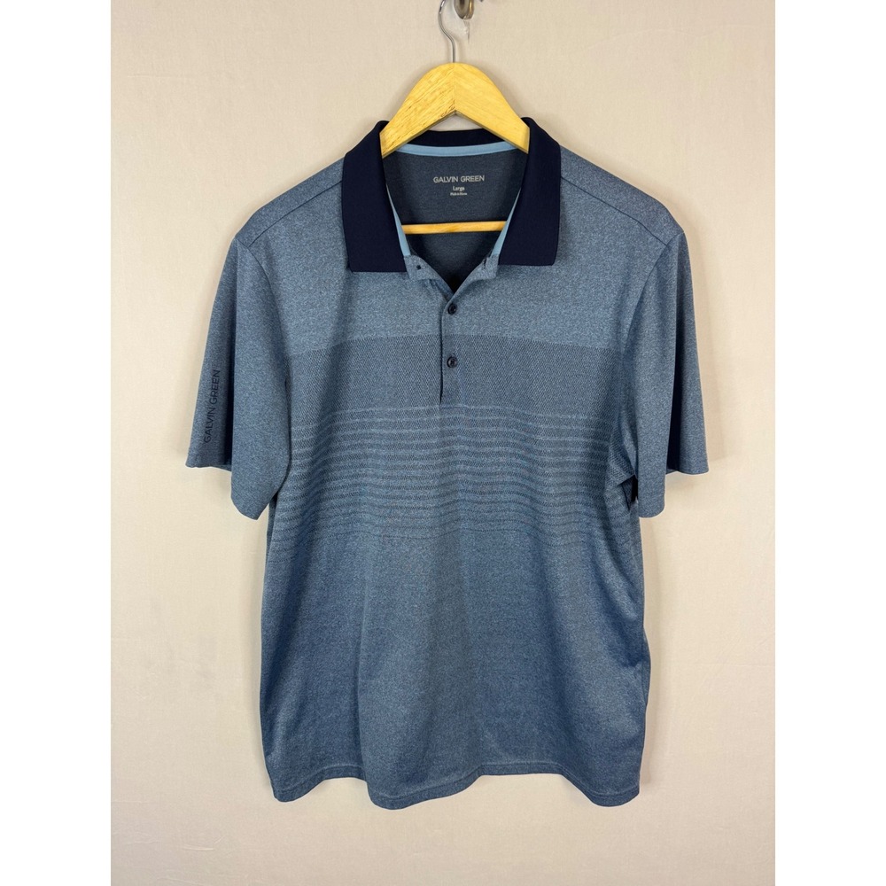 Galvin Green Mens Blue Marl Ventilated Golf Polo Shirt Size‎ Large RN 138657